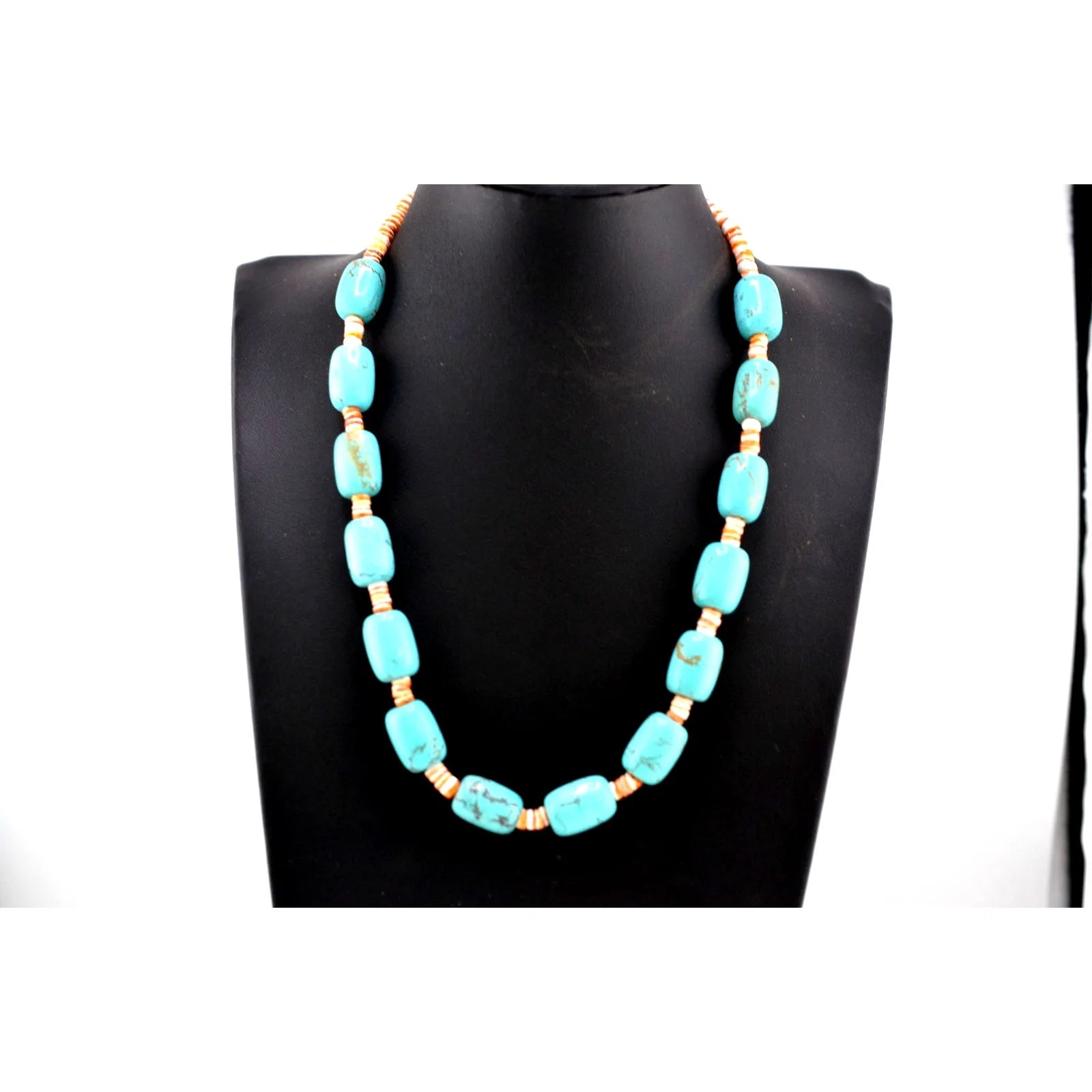 Navajo Mary W Roanhorse Handmade Shell Heishi, Mosaic Turquoise Necklace