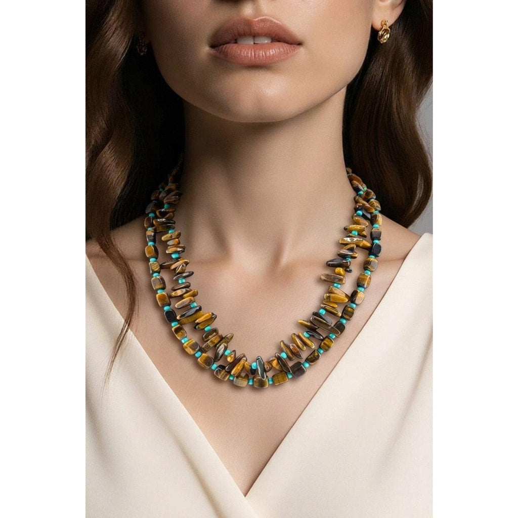 Navajo Mary W Roanhorse Handmade Tiger's Eye Necklace Set