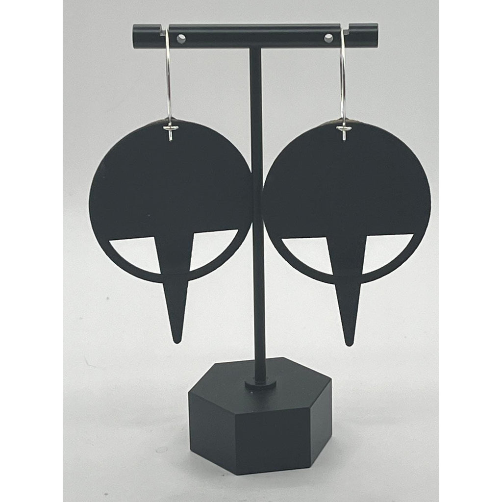 Architectural Lightweight Leather and Birch Earrings Naja Blk