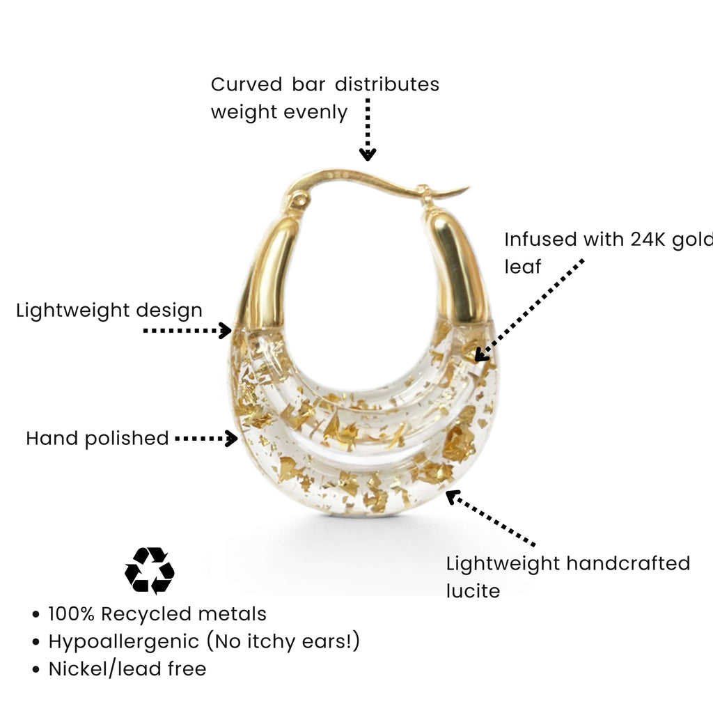 Gold & Honey Triple Hoop Lucite Earrings
