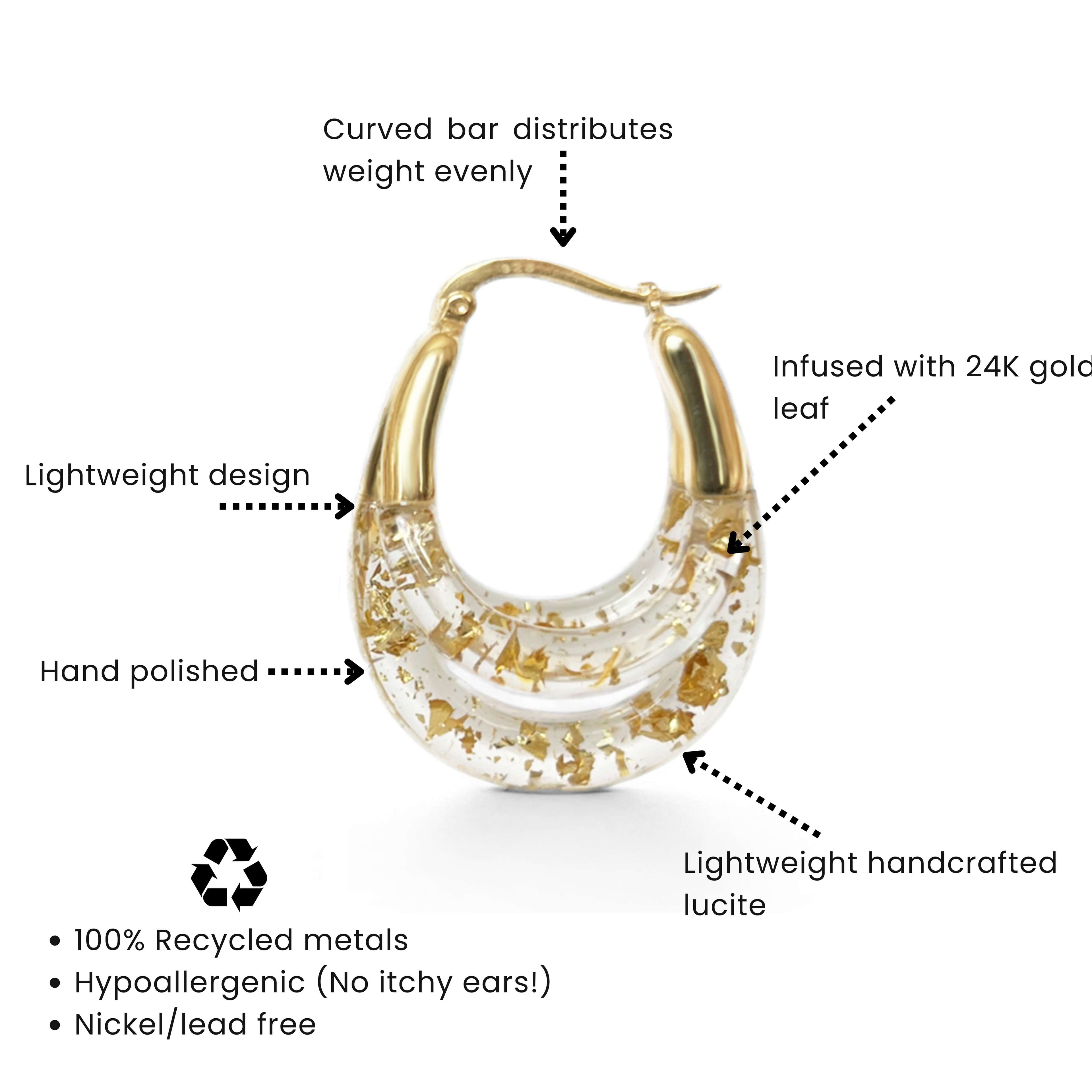 Gold & Honey Triple Hoop Lucite Earrings
