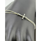 Sterling Silver Double Chain Cross Bracelet Signed
