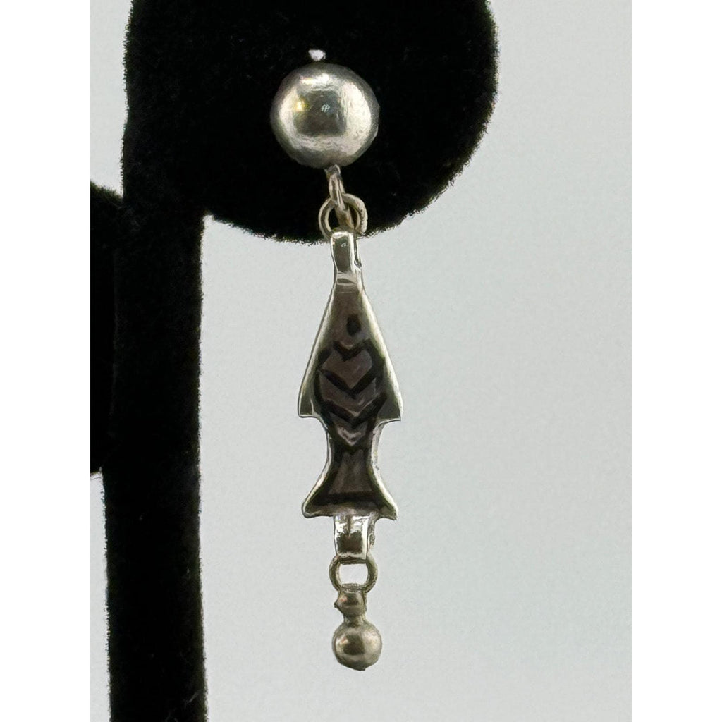 Vintage Navajo Covak Sterling Silver Fish Earrings