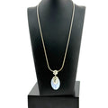 Vintage 925 Sterling Silver Blue Lace Agate Pendant Necklace