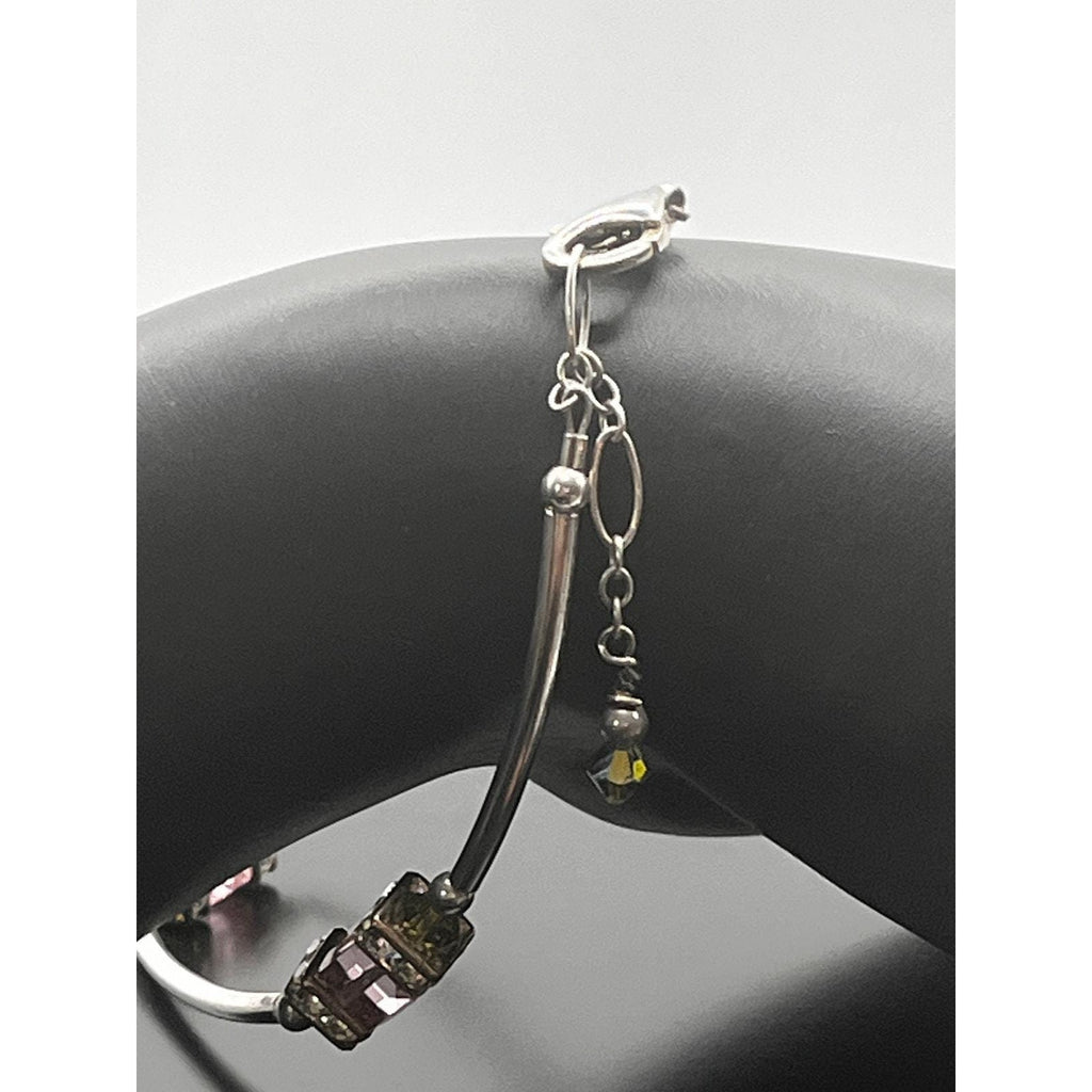 Vintage 925 Sterling Silver Pink Quartz Bracelet