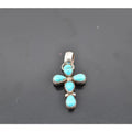Vintage Navajo Fred Guerro Sterling Turquoise Cross Pendant