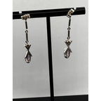 Vintage 925 Sterling Silver Amethyst CZ Dangle Earrings