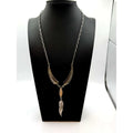 Vintage 925 Sterling Silver Feather Opal Pendant Necklace