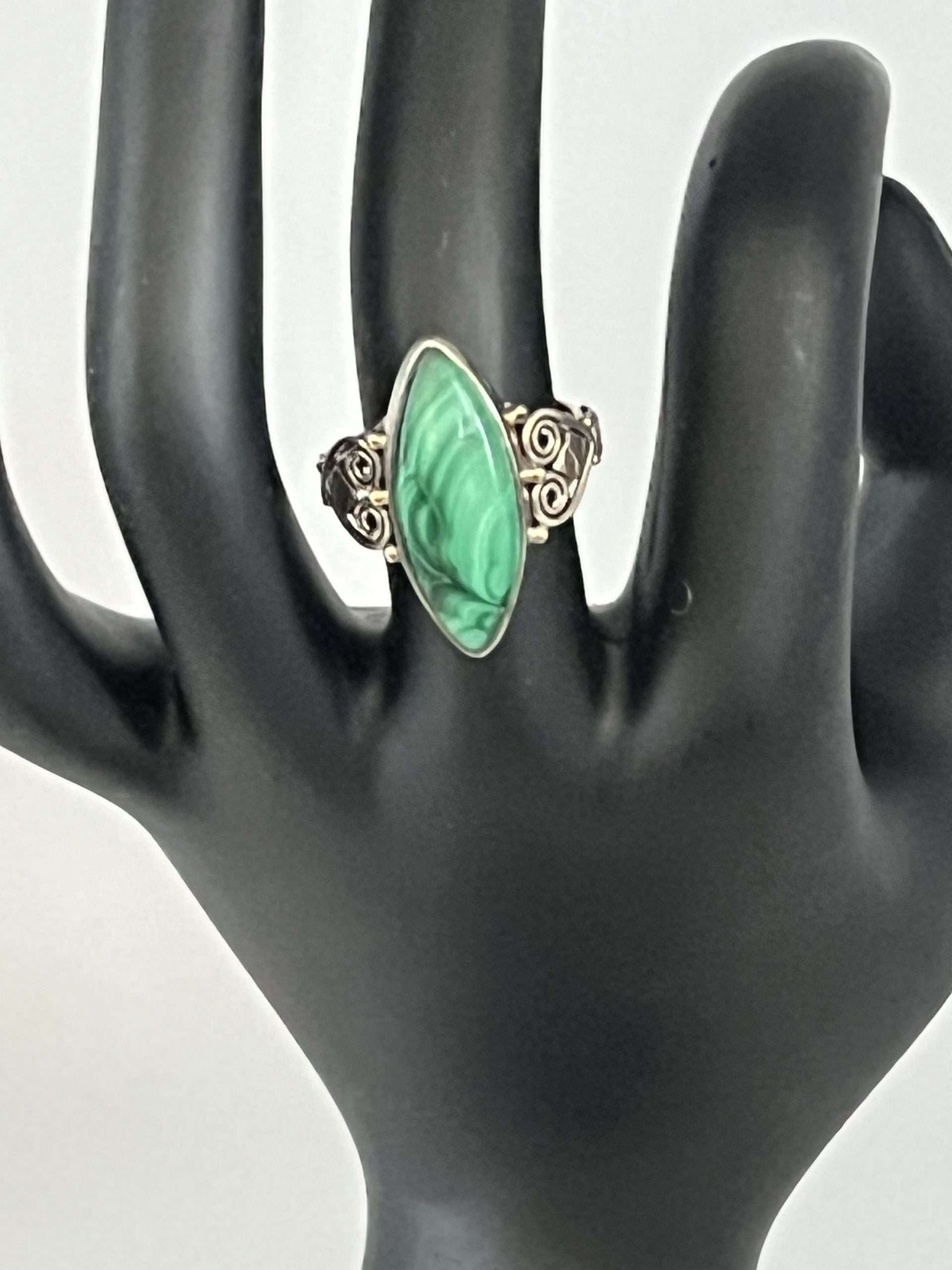 Sterling Silver Malachite Rock Stone Lapidary Ring