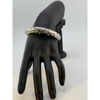 Vintage Silver Tone Rhinestone Domed Hinged Bracelet