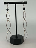 Silver and Black Onyx 4 Inch Dangle Earrings