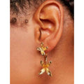 Lily shaped Jacket Earrings - Gold