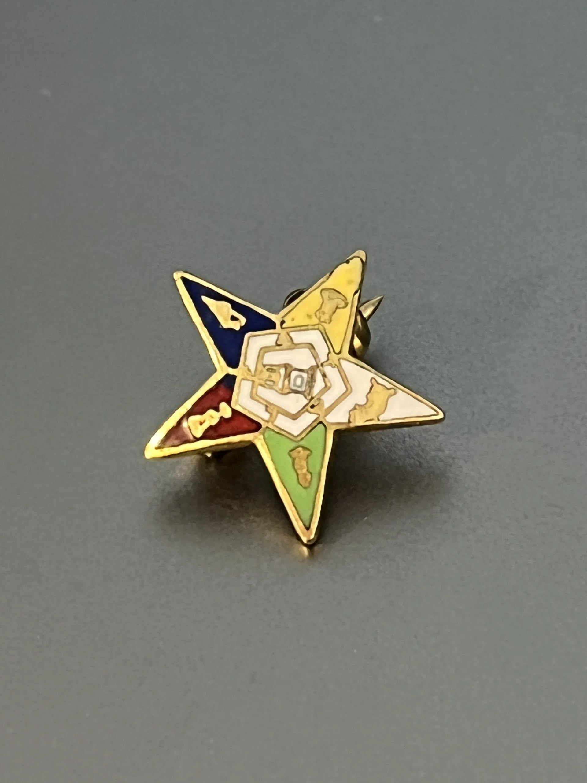 Vintage Gold Free Mason Eastern Star Enamel Pin