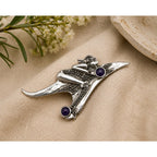 Woman Biker Crotch Rocket Motorcycle 925 Sterling Marcasite Brooch