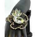 Vintage Sterling Silver Raised Rhinestone Flair Hinged Bracelet