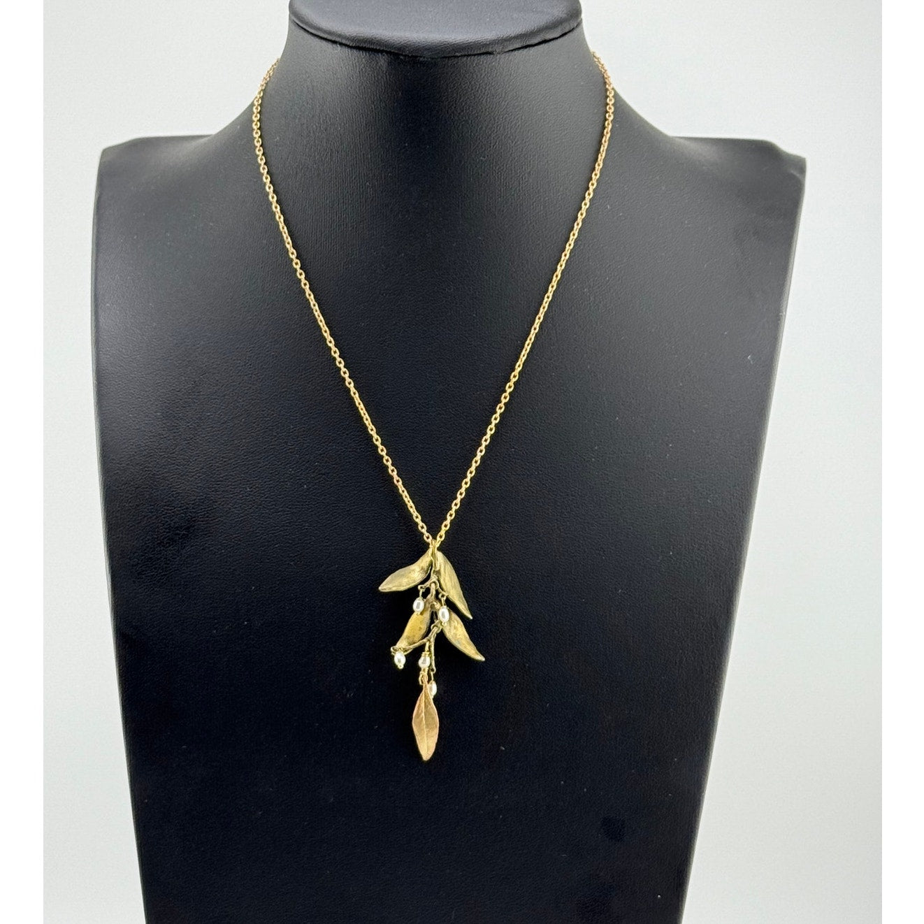 Michael Michaud Tapestry Gold Copper Pearls Pendant Necklace