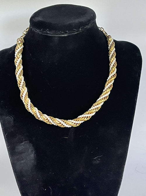 Gold-Tone and Imitation Pearl Twist Necklace