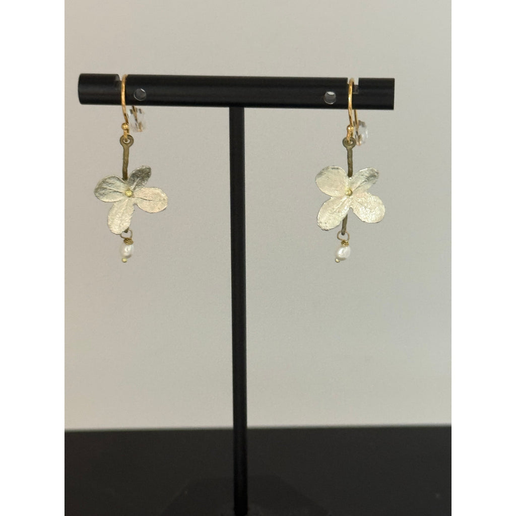 Michael Michaud White Hydrangea Wire Earrings