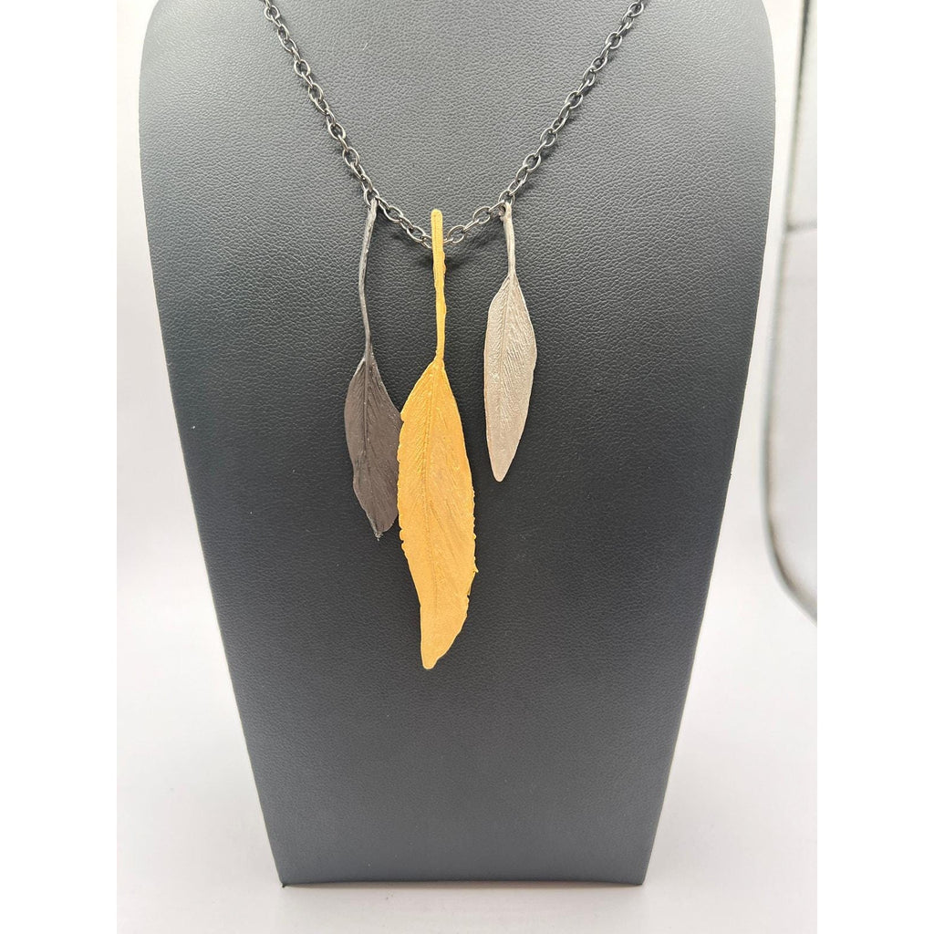 Michael Michaud Feather Tricolor Pendant On Chain - 20"