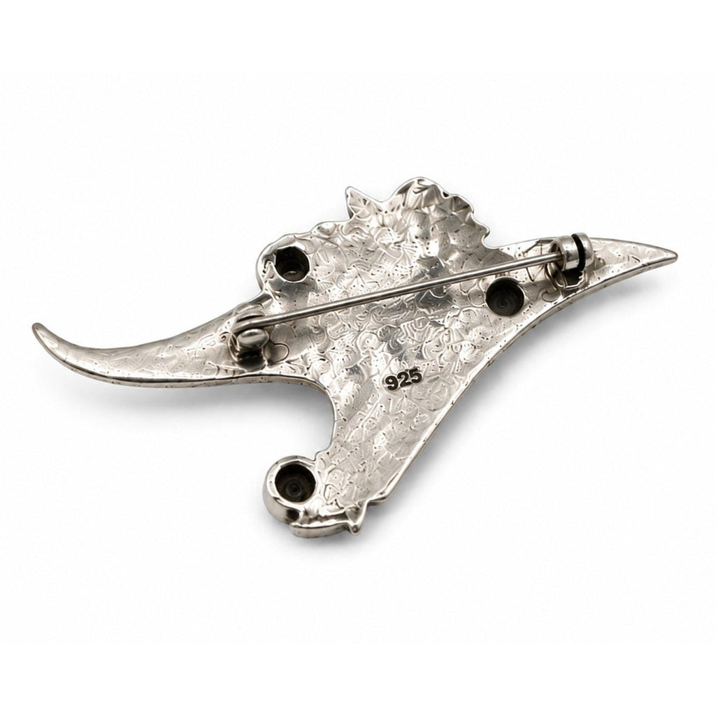 Woman Biker Crotch Rocket Motorcycle 925 Sterling Marcasite Brooch