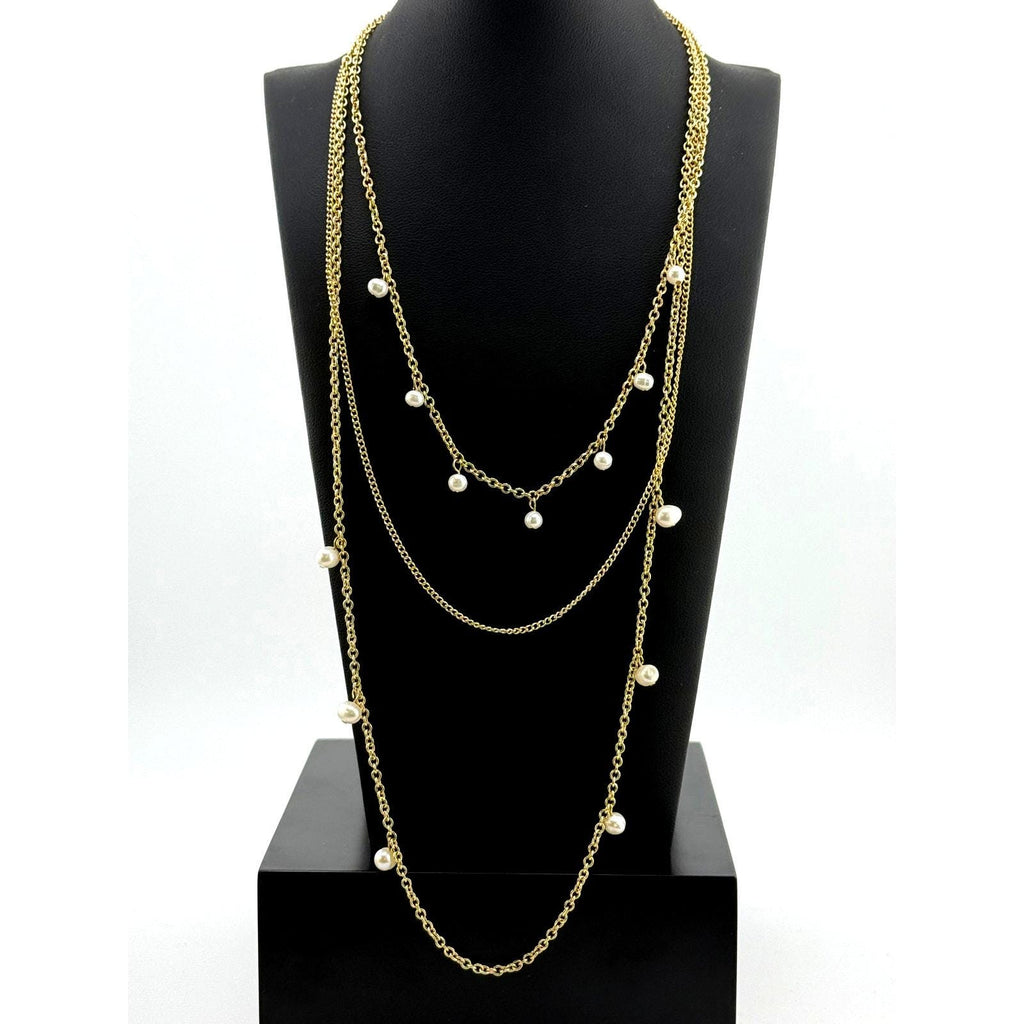 Karine Sultan Delicate Multi Layer Necklace w/ Pearl Accent