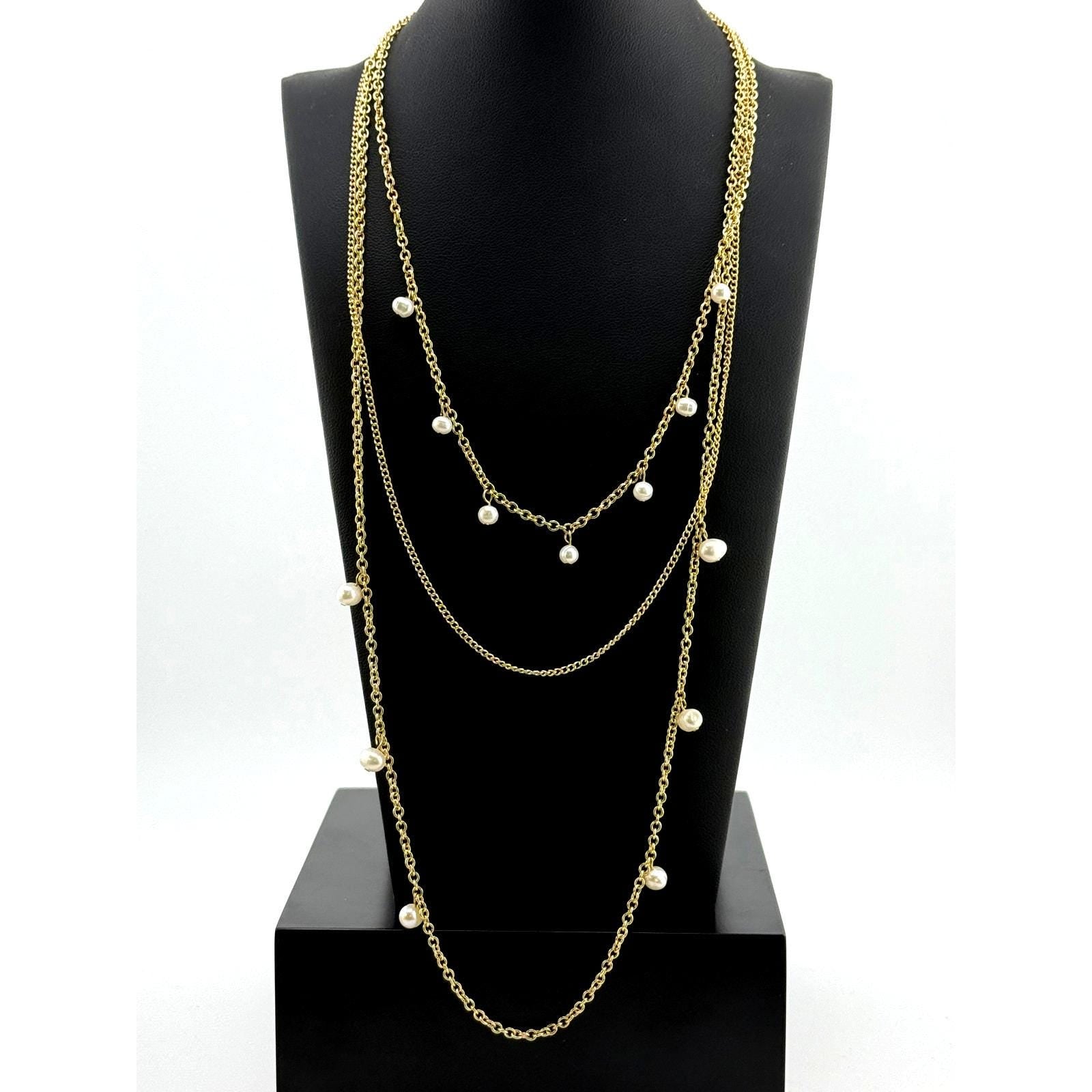 Karine Sultan Delicate Multi Layer Necklace w/ Pearl Accent