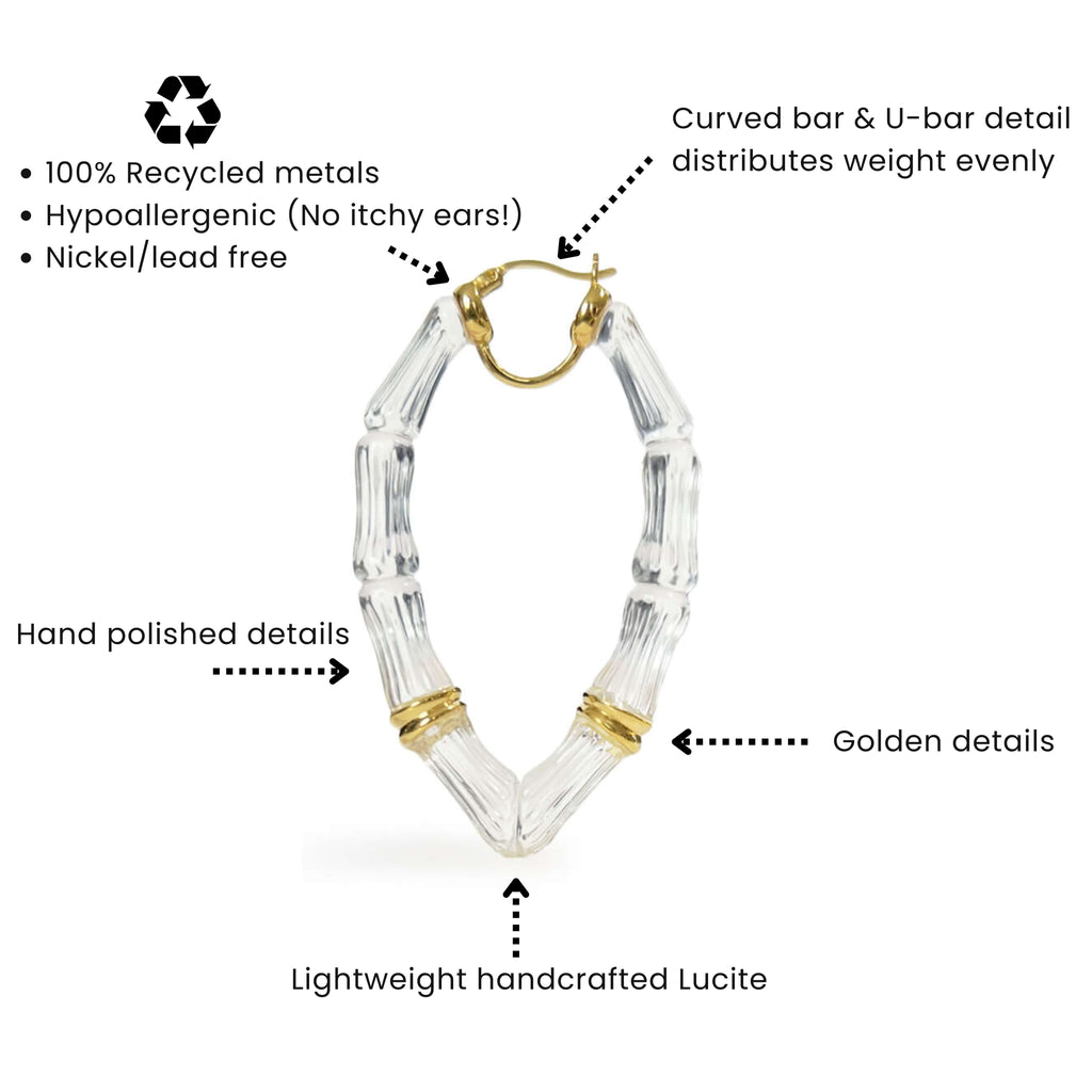 Gold & Honey Vivienne Bamboo Lucite Hoop Earrings