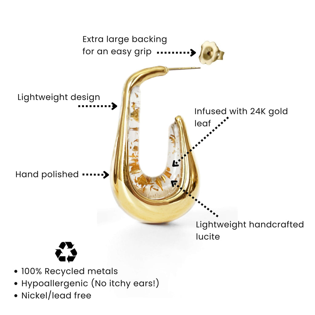 Gold & Honey Drop Hoop Earrings