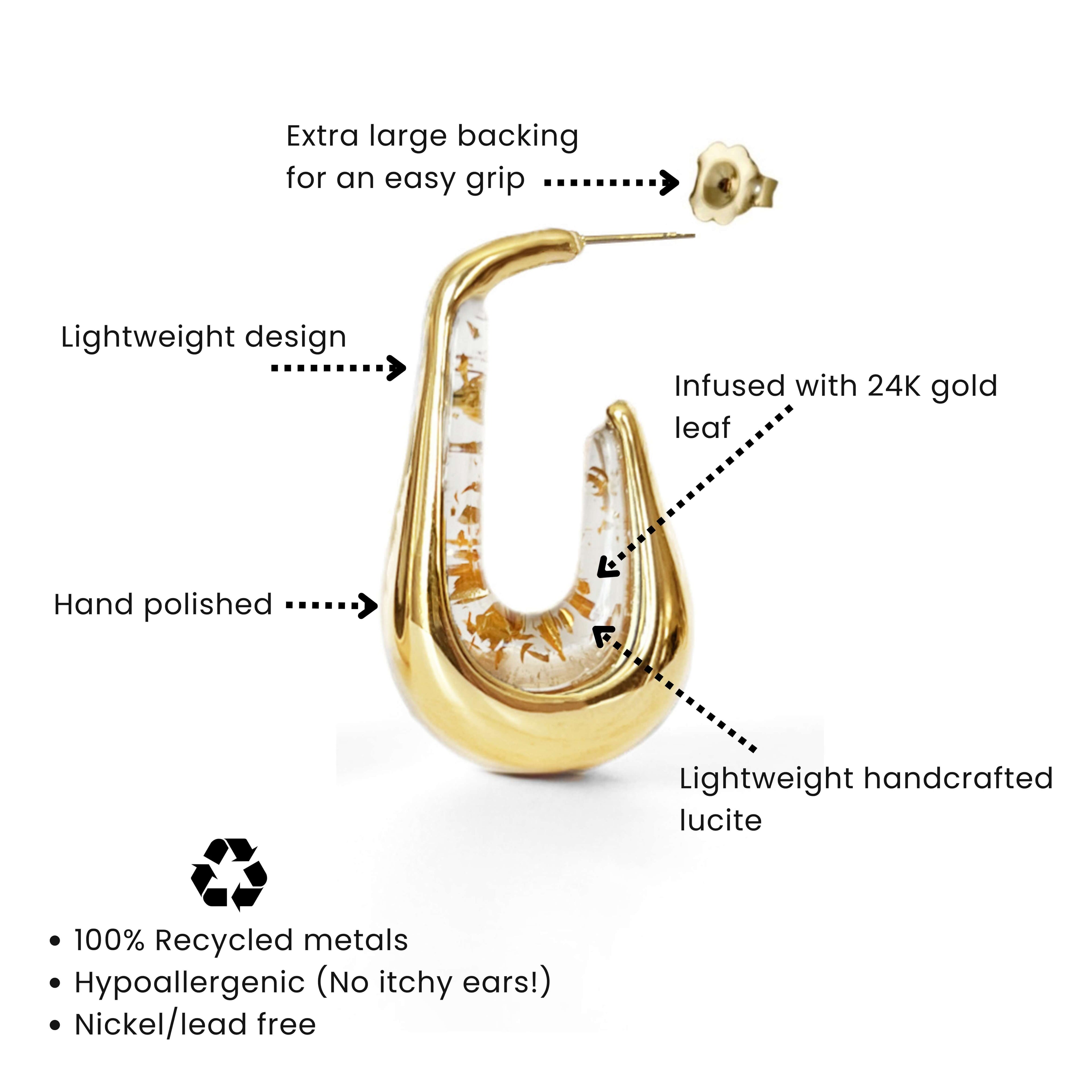 Gold & Honey Drop Hoop Earrings