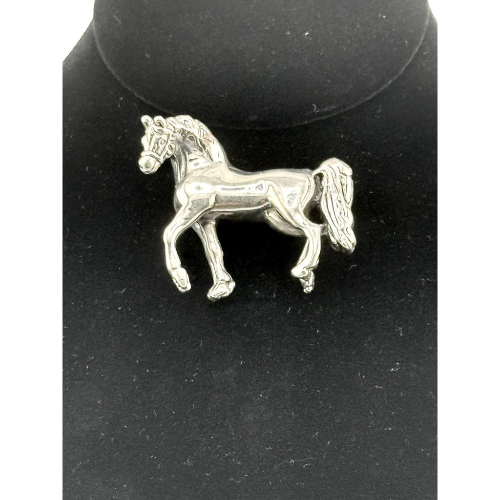 Sterling Silver Prancing Horse Brooch Pin