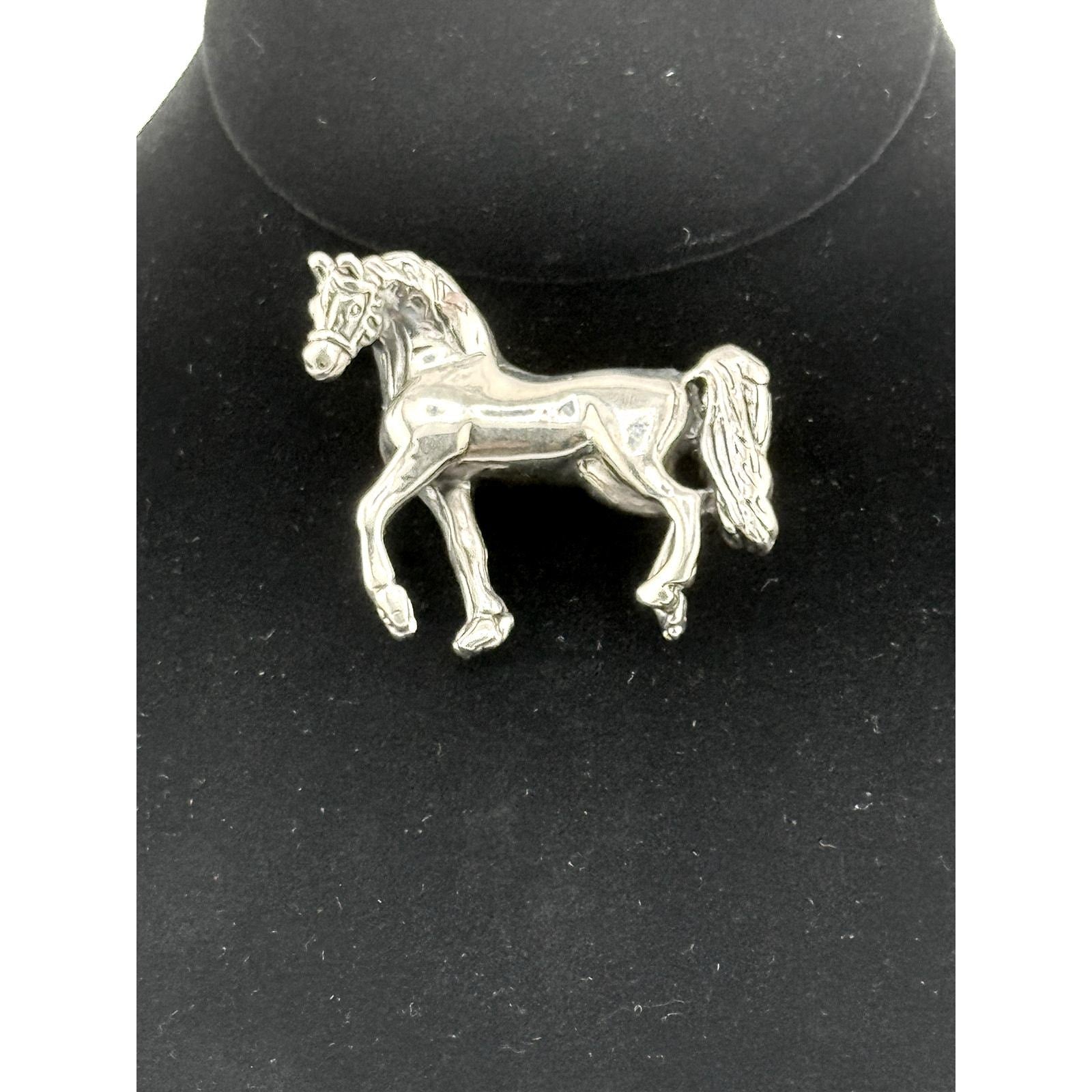 Sterling Silver Prancing Horse Brooch Pin