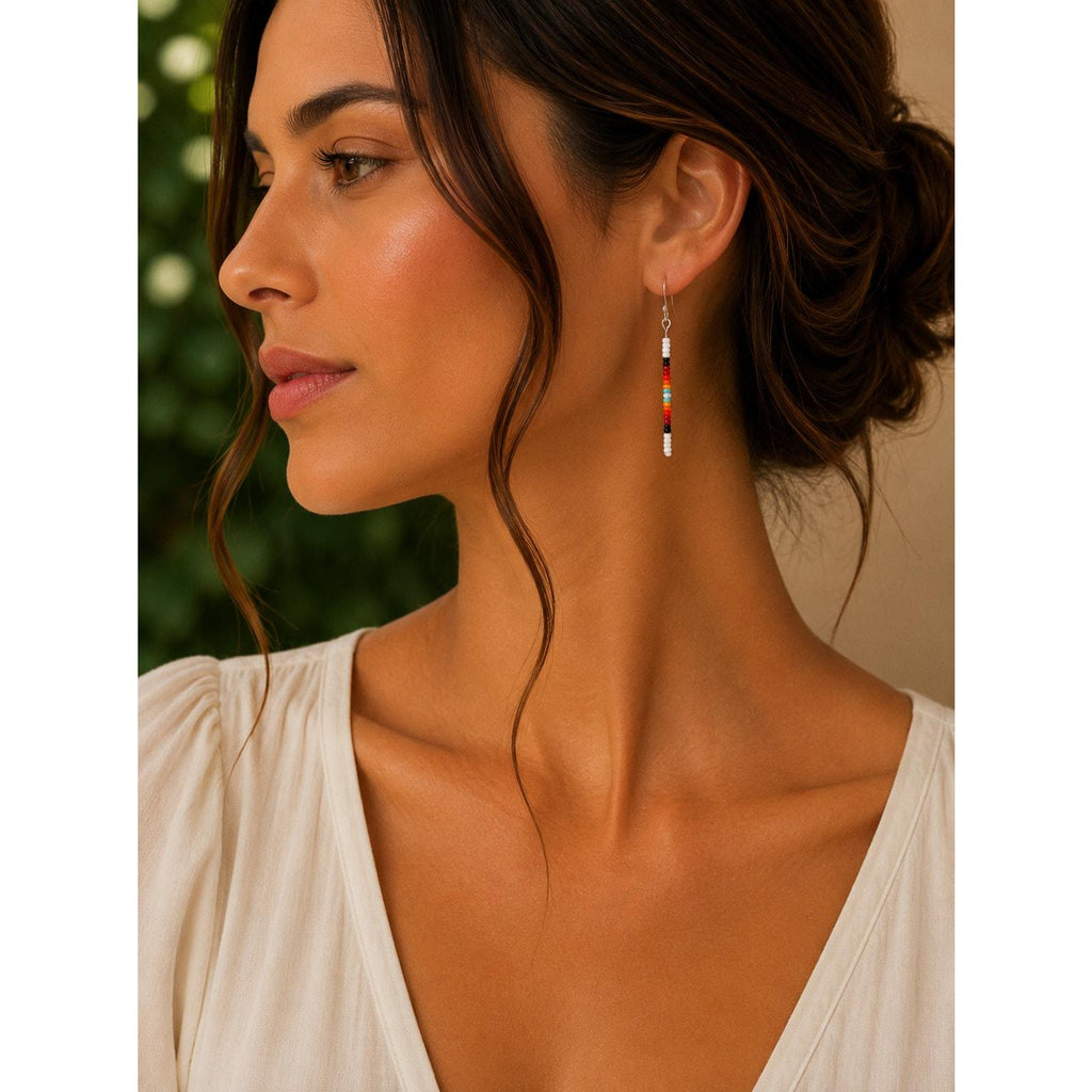 Native American Chippewa Ojibwe Ombré Dangle Earrings