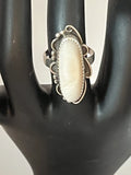 Rare Vintage Navajo Signed Mother of Pearl Sterling Silver Ring