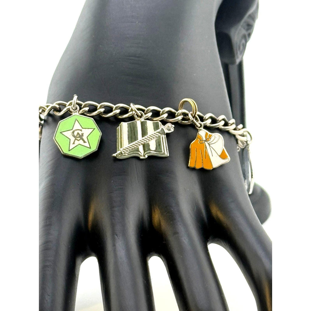 Vintage Unique 925 Sterling Silver 8 Charm Bracelet