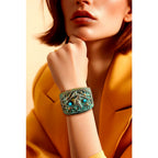 Elaine Coyne Verdigris Patina Brass Sea Horse Cuff Bracelet
