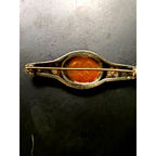 Vintage Carved Carnelian Sterling Silver Brooch