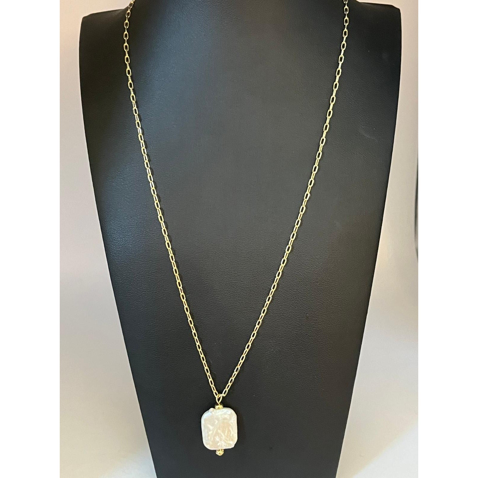 Baroque Pearl Square Pendant Necklace
