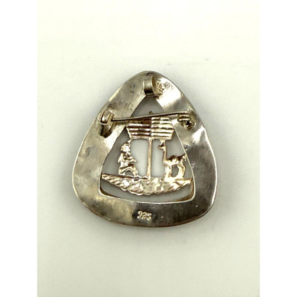 Vintage Sterling Silver Man and Llama Brooch Pendant