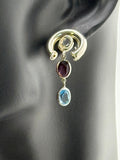 Vintage Italy 925 Sterling Silver Glass Stones Post Earrings