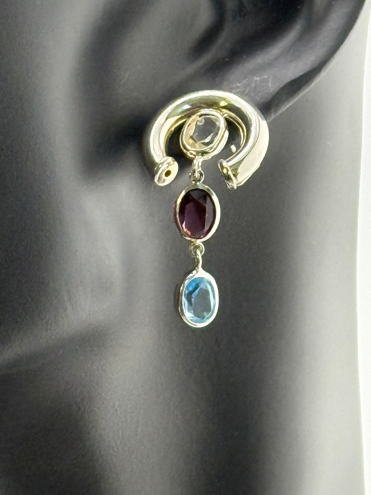 Vintage Italy 925 Sterling Silver Glass Stones Post Earrings