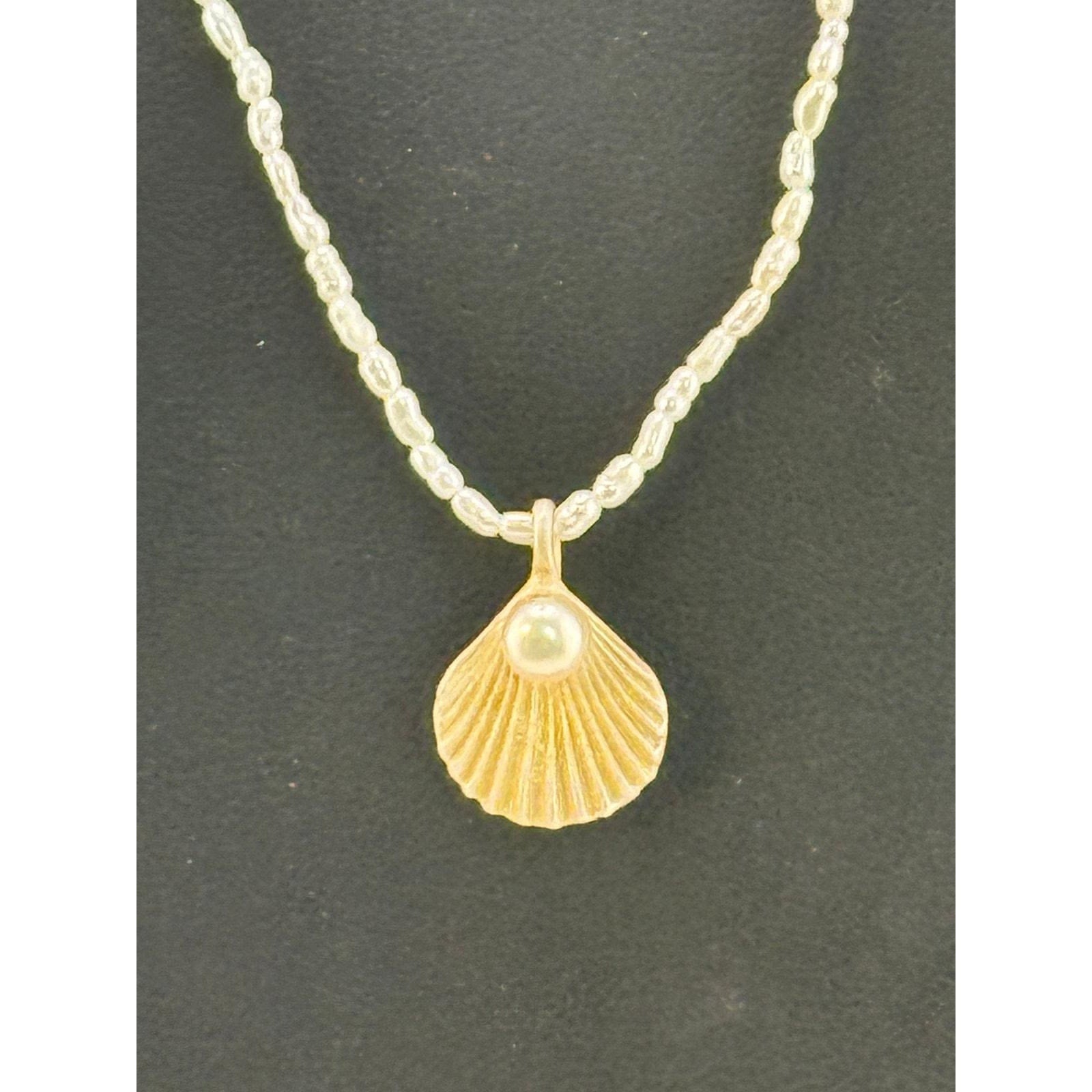 Michael Michaud Sea Scallop Pendant on Fresh Water Pearl Necklace