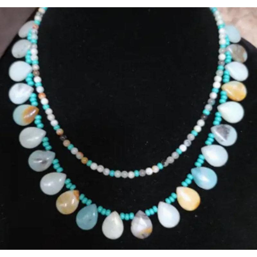 Native American Navajo Mary Roanhorse Amazonite Beaded Necklace Set