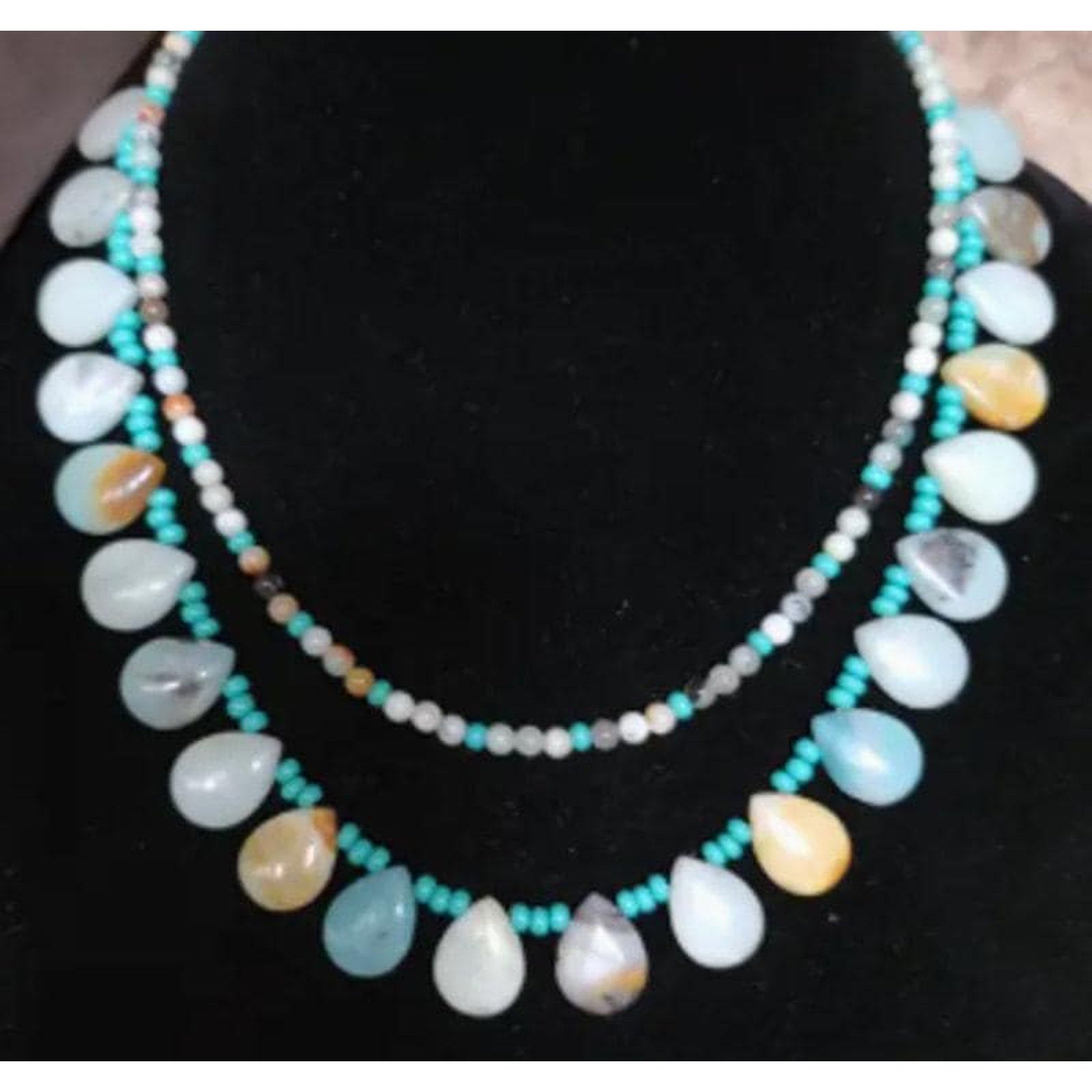 Native American Navajo Mary Roanhorse Amazonite Beaded Necklace Set