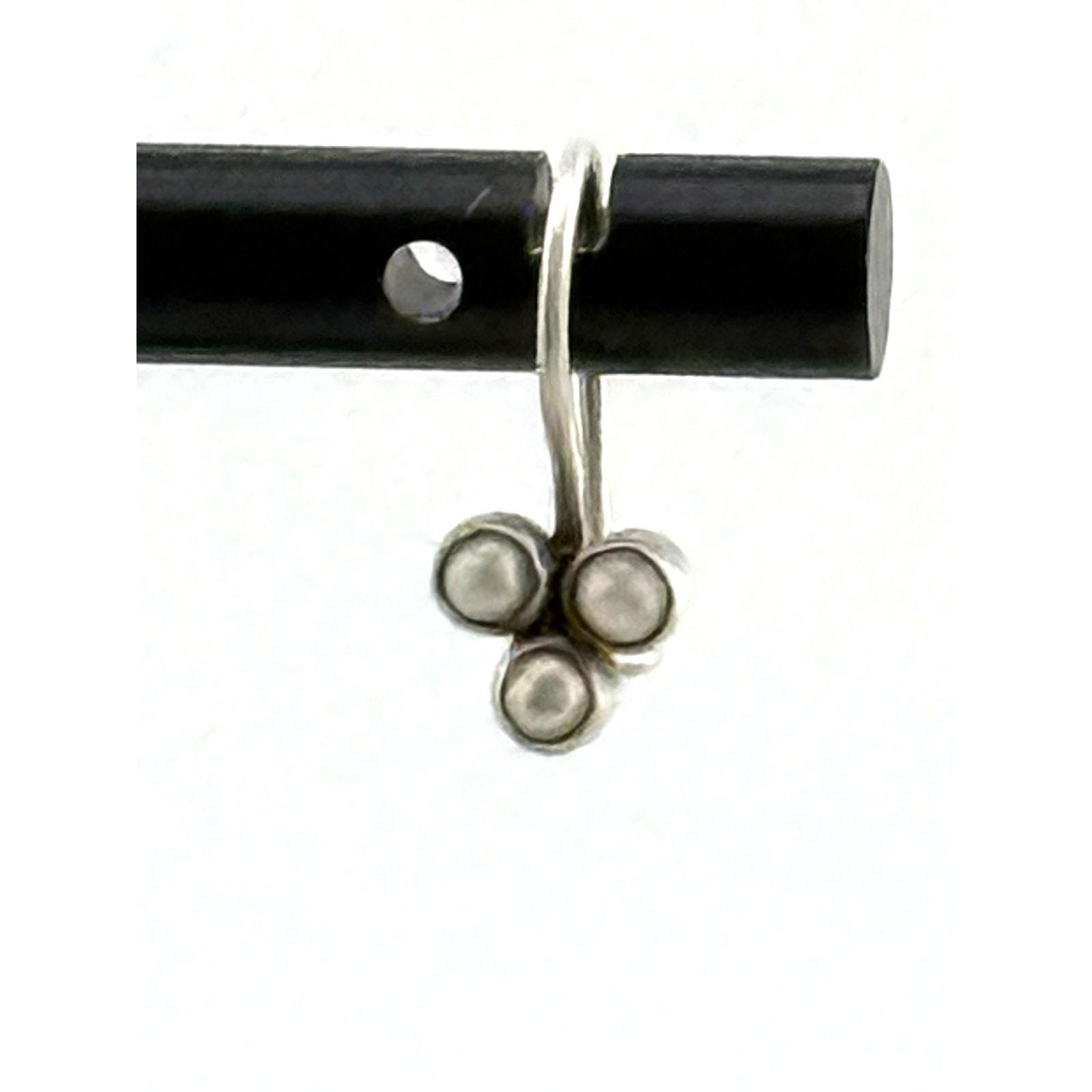 Jane Diaz Sterling Silver Dainty White Pearl Clover Drop Earring