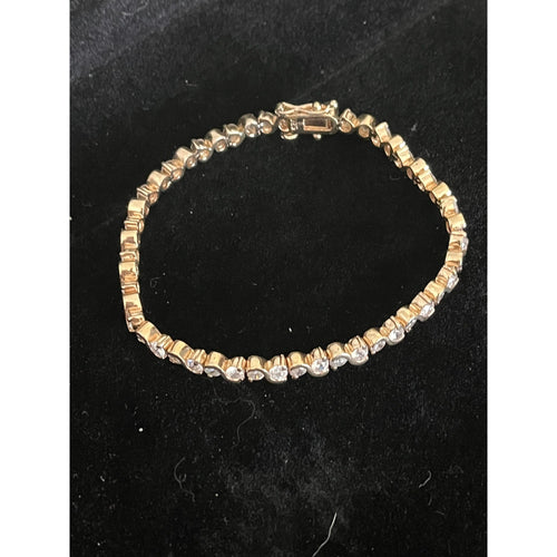 925 Sterling Silver Gold Plated Tennis Bracelet - Sarasotabydesign