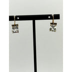 925 Sterling Silver GP Square CZ Wire Earrings - Sarasotabydesign