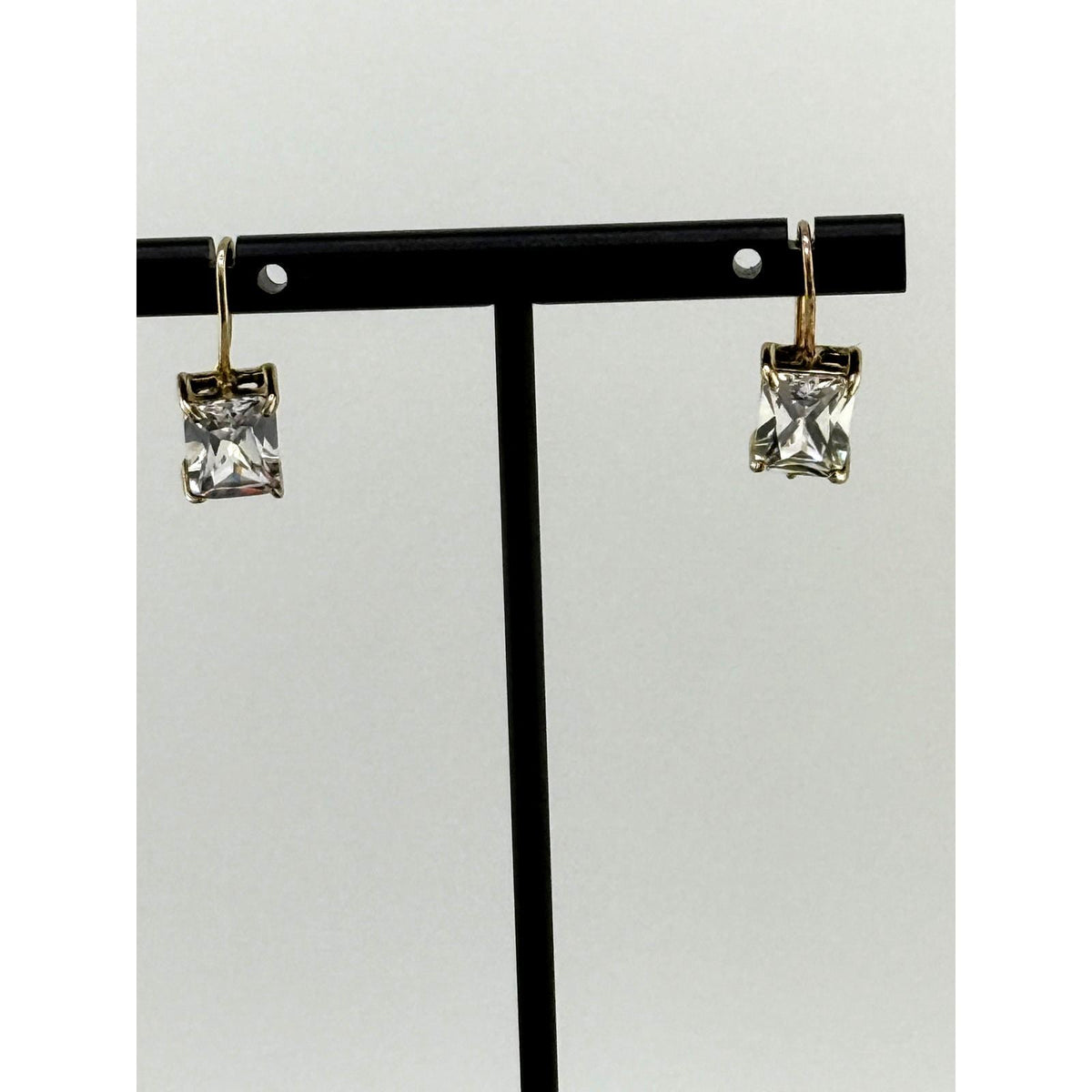 925 Sterling Silver GP Square CZ Wire Earrings - Sarasotabydesign