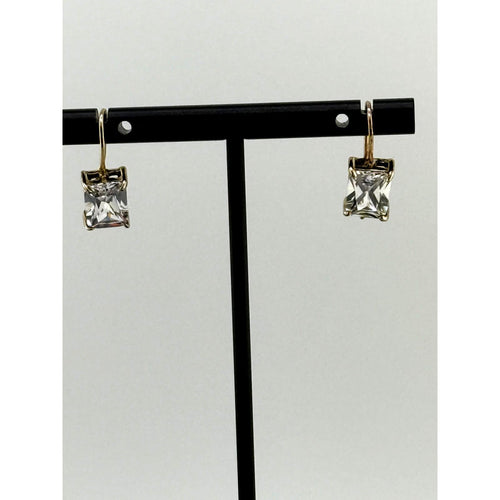 925 Sterling Silver GP Square CZ Wire Earrings - Sarasotabydesign