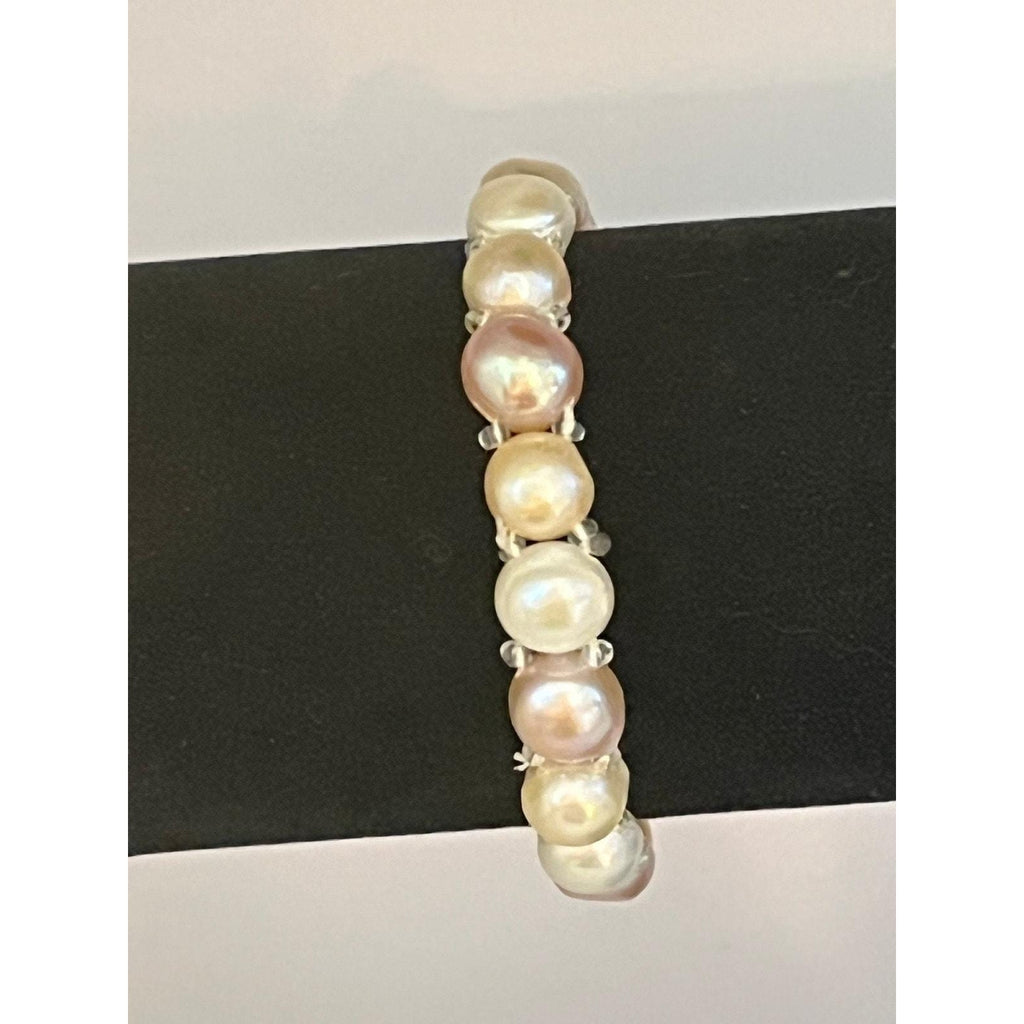 Multicolor round shape cultured freshwater pearl bracelet