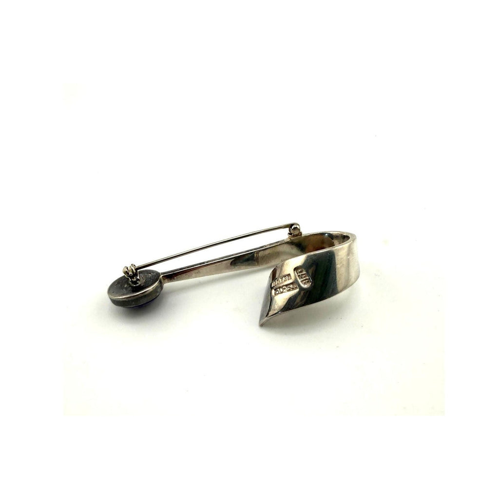 Vintage 925 Sterling Silver Amethyst Art Deco Brooch